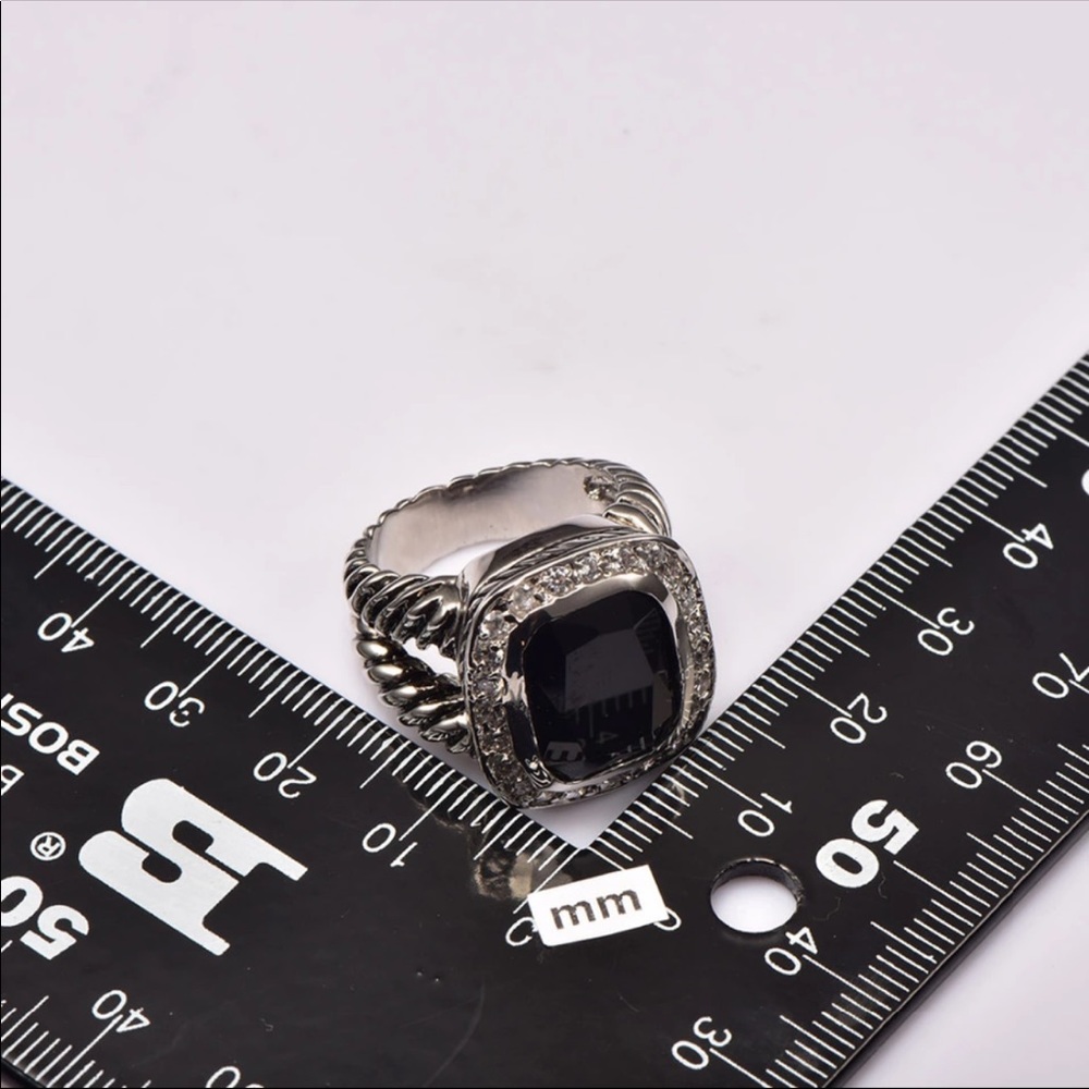 NEW BLACK ONYX 925 STERLING SILVER RING W/… - Picture 2 of 2